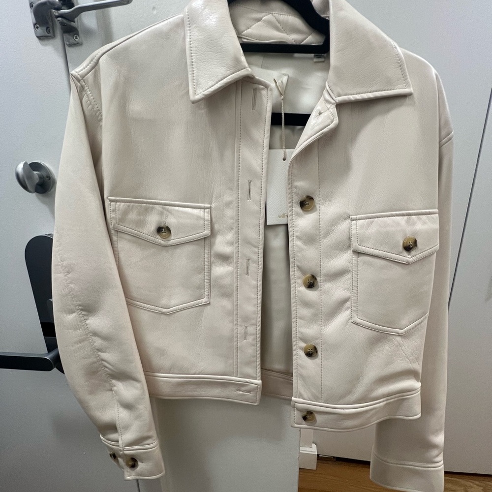 Brand new, never worn Wilfred leather jacket. New with tags! Flex on price
